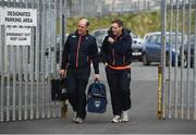 2 April 2017; Armagh manager Kieran McGeeney, right, arrives for the game along with team physiotherapist Paul Carr before the Allianz Football League Division 3 Round 7 match between Armagh and Tipperary at the Athletic Grounds in Armagh. Photo by Oliver McVeigh/Sportsfile