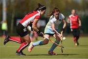 2 April 2017; Emma Russell of UCD in action against Roisin Upton of Cork Harlequins during the Irish Senior Ladies Hockey Cup Final match between UCD and Cork Harlequins at the National Hockey Stadium UCD in Belfield, Dublin. Photo by David Fitzgerald/Sportsfile
