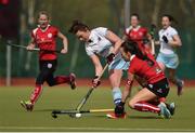 2 April 2017; Abbie Russell of UCD in action against Yvonne O'Byrne of Cork Harlequins during the Irish Senior Ladies Hockey Cup Final match between UCD and Cork Harlequins at the National Hockey Stadium UCD in Belfield, Dublin. Photo by David Fitzgerald/Sportsfile