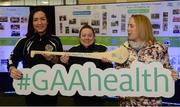 1 April 2017; GAA Healthy Club Ulster Roadshow- inspiring GAA clubs to become hubs for health.  Pictured at the GAA Ulster Healthy Clubs Roadshow is (l-r) Sinead Duddy, Tracey Monaghan and Rachel Mallon of Omagh St Endas GAA, Co Tyrone. The GAA Healthy Clubs Project (HCP), in partnership with Irish Life and Healthy Ireland, aims to inspire and empower more GAA clubs to support their members and communities in pursuit of better physical, social, and mental wellbeing.  The Ulster Healthy Club Roadshow is the final part of a series of roadshows that took place across the country since January 2017. For more information about the GAA’s HCP visit: www.gaa.ie/community. Follow: @officialgaa or Like: www.facebook.com/officialgaa/ GAA Healthy Club Roadshow - Ulster at Jordanstown Ulster University, in Belfast. Photo by Oliver McVeigh/Sportsfile