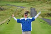 16 September 2011; Brendan McKernan, Warrenpoint Golf Club, Co. Down, who had a &quot;Hole in One&quot; on the Par 3, 193 yard, 9th hole &quot;The Quarry&quot; during the Jimmy Bruen Shield Semi-Final, against Forrest Little, Co. Dublin. Chartis Cups and Shields Finals 2011, Castlerock Golf Club, Co. Derry. Picture credit: Oliver McVeigh/ SPORTSFILE
