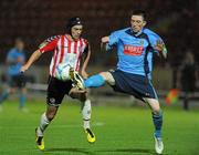 16 September 2011; Mark Farren, Derry City, in action against James Kavanagh, UCD. 2011 Newstalk A Championship Final, Derry City v UCD, Brandywell Stadium, Derry. Picture credit: Oliver McVeigh / SPORTSFILE