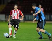 16 September 2011; Matthew Harkin, Derry City, in action against Sean Russell, UCD. 2011 Newstalk A Championship Final, Derry City v UCD, Brandywell Stadium, Derry. Picture credit: Oliver McVeigh / SPORTSFILE