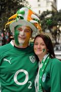 17 September 2011; Ireland supporters Brian Melbourne and Emily Kenny, from Clonmel, Co. Tipperary, in Auckland before the game. 2011 Rugby World Cup, Pool C, Australia v Ireland, Eden Park, Auckland, New Zealand. Picture credit: Brendan Moran / SPORTSFILE