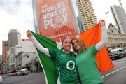 17 September 2011; Ireland supporters Sarah, left, and Kate O'Connell, from Tralee, Co. Kerry, in Auckland before the game. 2011 Rugby World Cup, Pool C, Australia v Ireland, Eden Park, Auckland, New Zealand. Picture credit: Brendan Moran / SPORTSFILE