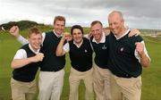 17 September 2011; Portmarnock Golf Club, Co. Dublin, members, from left, Geoff Lenehan, James Fox, John Greene, Michael Brett and Niall Goulding celebrate after winning the Senior Cup Final against Warrenpoint Golf Club, Co. Down. Chartis Cups and Shields Finals 2011, Castlerock Golf Club, Co. Derry. Picture credit: Oliver McVeigh/ SPORTSFILE