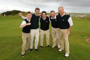 17 September 2011; Portmarnock Golf Club, Co. Dublin, members, from left, Geoff Lenehan, James Fox, John Greene, Michael Brett and Niall Goulding celebrate after winning the Senior Cup Final against Warrenpoint Golf Club, Co. Down. Chartis Cups and Shields Finals 2011, Castlerock Golf Club, Co. Derry. Picture credit: Oliver McVeigh/ SPORTSFILE