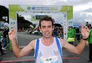 17 September 2011; Mark Hoey, Star of the Sea A.C.,  Co. Meath, after winning the National Lottery Half Marathon. Phoenix Park, Dublin. Picture credit: Stephen McCarthy / SPORTSFILE