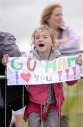 17 September 2011; Shauna Byrne, age 8, from Leixlip, Co. Kildare, supports her mother Anne-Marie during the National Lottery Half Marathon. Phoenix Park, Dublin. Picture credit: Stephen McCarthy / SPORTSFILE