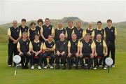 16 September 2011: Forrest Little Golf Club, runners up in the Jimmy Bruen Shield, at the Chartis Cups and Shields National Finals 2011. Back row, from left to right, Gerry Healy, Keith McCabe, Caolan Kennedy, Karl Kiernan, Gerry Dempsey Jnr, Michael Timmons, Michael Kearney, Michael Barry, Tom Bent, Jack Blake and Adam Judd. Front row, from left to right, Mark Lacey, Greg O’Riordan, Andrew Timmons, Peter O’Brien, club captain, Trevor Dooley, team captain, Noel Lyons and Brian Duggan. Chartis Cups and Shields Finals 2011, Castlerock Golf Club, Co. Derry. Picture credit: Oliver McVeigh / SPORTSFILE