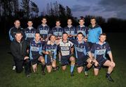 17 September 2011; Members of the winning host club, St Jude’s, celebrate with the cup. Included are, back row, left to right, Donnchadh O Liatháin, Oisin Manning, Cillian Gavin, Liam Coffey, Dave Reynolds, Brendan Lynbskey and Conor Lehane. Front row, left to right, Bart Faulkner, Niall Cronin, Fintan O'Brien, David Coates, Darren Gallagher and Brian Monaghan. Bord Gáis Energy St Jude’s All-Ireland Junior Football 7s Tournament, St. Jude’s GAA Club, Templogue, Dublin. Picture credit: Ray McManus / SPORTSFILE