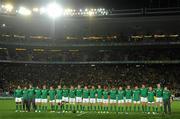 17 September 2011; The Ireland squad stand for the national anthem before the game. 2011 Rugby World Cup, Pool C, Australia v Ireland, Eden Park, Auckland, New Zealand. Picture credit: Brendan Moran / SPORTSFILE