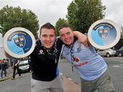 18 September 2011; Dublin supporters  Sean Turner, Shankill, left, and Simon Dowd, from Foxrock, on their way to the match. Supporters at the GAA Football All-Ireland Championship Finals, Croke Park, Dublin. Picture credit: Brian Lawless / SPORTSFILE