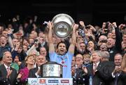 18 September 2011; Dublin captain Bryan Cullen, lifts the Sam Maguire Cup at the end of the game. GAA Football All-Ireland Senior Championship Final, Kerry v Dublin, Croke Park, Dublin. Picture credit: David Maher / SPORTSFILE