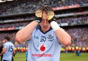 18 September 2011; Eoghan O'Gara, Dublin, comes to terms with victory after the game. GAA Football All-Ireland Senior Championship Final, Kerry v Dublin, Croke Park, Dublin. Picture credit: Barry Cregg / SPORTSFILE