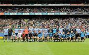 18 September 2011; The Dublin squad, back row, left to right, Paul Conlon, Eoghan O’Gara, Diarmuid Connolly, Paul Casey, James McCarthy, Ross McConnell, Michael Darragh Macauley, Barry Cahill, Michael Fitzsimons, Bernard Brogan, Cian O’Sullivan, Éamon Fennell, Denis Bastick, Declan Lally, Paul Brogan, Michael McCarthy, and Philip McMahon, front row, left to right, Craig Dias, Ger Brennan, Rory O’Carroll, Kevin Nolan, Bryan Cullen, Stephen Cluxton, Paul Flynn, Alan Brogan, David Henry, Tomás Quinn, Dean Kelly, Kevin McManamon, Seán Murray, Ross O’Carroll, and Michael Savage.­. GAA Football All-Ireland Senior Championship Final, Kerry v Dublin, Croke Park, Dublin. Picture credit: Brian Lawless / SPORTSFILE