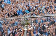 18 September 2011; The Sam Maguire cup is held aloft in front of Hill 16 after the game. GAA Football All-Ireland Senior Championship Final, Kerry v Dublin, Croke Park, Dublin. Photo by Sportsfile