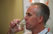 16 April 2002; Republic of Ireland manager Mick McCarthy during a Republic of Ireland press conference at The Holiday Inn in Dublin. Photo by Damien Eagers/Sportsfile