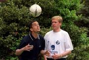 16 April 2002; Gary Kelly, left, and Steve Staunton at a photocall at the Holiday Inn in Dublin to announce details of Gary Kelly's testimonial match. Photo by Damien Eagers/Sportsfile