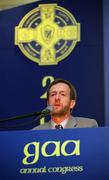 13 April 2002; President Elect Sean Kelly speaking on day two of the GAA Annual Congress at the Burlington Hotel in Dublin. Photo by Ray McManus/Sportsfile