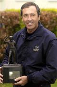 18 April 2002; Seve Ballesteros, captain of the European team, with the Seve Trophy at Druids Glen in Wicklow. Photo by Matt Browne/Sportsfile