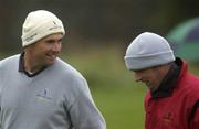 20 April 2002; Padraig Harrington and team-mate Paul McGinley of Great Britain and Ireland during the afternoon foursomes in the Seve Trophy during day two of the Seve Trophy tournament between Great Britain and Ireland vs Continental Europe at Druids Glen in Wicklow. Photo by Matt Browne/Sportsfile