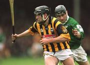 21 April 2002; Eddie Brennan of Kilkenny in action against TJ Ryan of Limerick during the Allianz National Hurling League Semi-Final match between Kilkenny and Limerick at Gaelic Grounds in Limerick. Photo by Damien Eagers/Sportsfile