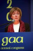 13 April 2002; Mary Davis, Chief Executive Officer, 2003 Special Olympics World Games speaking on day two of the GAA Annual Congress at the Burlington Hotel in Dublin. Photo by Ray McManus/Sportsfile