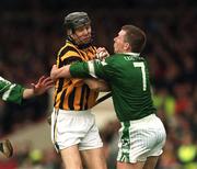 21 April 2002; Stephen Grehan of Kilkenny in action against Mark Foley of Limerick during the Allianz National Hurling League Semi-Final match between Kilkenny and Limerick at Gaelic Grounds in Limerick. Photo by Pat Murphy/Sportsfile
