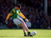 14 April 2002; Meath goalkeeper Cormac Sullivan takes a kick-out during the Allianz National Football League Division 2 Semi-Final match between Meath and Kerry at the Gaelic Grounds in Limerick. Photo by Matt Browne/Sportsfile