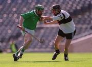 5 May 2001; Andrew O'Shaughnessy of St Colman's, Fermoy, in action against Richard Murphy of Gort Community School during the All-Ireland Colleges Senior 'A' Hurling Final match between Gort Community School and St Colman's, Fermoy, at Croke Park in Dublin. Photo by Ray McManus/Sportsfile