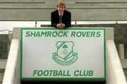 25 April 2002; Newly appointed Shamrock Rovers manager Liam Buckley poses for a portrait at Tallaght Stadium in Dublin. Photo by David Maher/Sportsfile