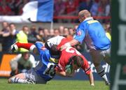 27 April 2002; Jason Holland of Munster is tackled by Eric Artiguste, 13, and Gregor Townsend of Castres during the Heineken European Cup Semi-Final match between Castres and Munster at Stade de la Mediterranie in Beziers, France. Photo by Matt Browne/Sportsfile