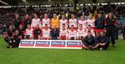 28 April 2002; The Tyrone squad prior to the Allianz National Football League Division 1 Final match between Tyrone and Cavan at St Tiernach's Park in Clones, Monaghan. Photo by Damien Eagers/Sportsfile