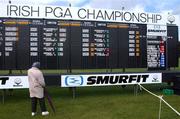 28 April 2002; A Spectator views the leaderboard after the final round was abandoned due to bad weather on day four of the Smurfit Irish PGA Championship at Westport Golf Club in Westport, Mayo. Photo by David Maher/Sportsfile