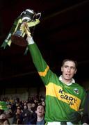 28 April 2002; Kerry captain Darragh Ó Sé lifts the trophy after the Allianz National Football League Division 2 Final match between Kerry and Laois at the Gaelic Grounds in Limerick. Photo by Brendan Moran/Sportsfile