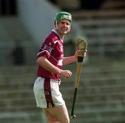 28 April 2002; Dara Nolan of Westmeath celebrates scoring a goal for his side during the Guinness Leinster Senior Hurling Championship First Round match between Westmeath and Kildare at Cusack Park in Mullingar, Westmeath. Photo by Aoife Rice/Sportsfile