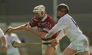 28 April 2002; Vincent Bateman of Westmeath in action against Conal Boran of Kildare during the Guinness Leinster Senior Hurling Championship First Round match between Westmeath and Kildare at Cusack Park in Mullingar, Westmeath. Photo by Aoife Rice/Sportsfile