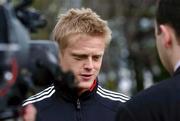29 April 2002; Republic of Ireland International Damien Duff at the launch of The adidas Predator Mania football boot at The Radisson Hotel in Dublin. Photo by Brian Lawless/Sportsfile