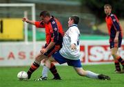 20 April 2002; Michael Casey of Kare in action against Mick O'Reilly of Cheeverstown during the Special Olympics Ireland / eircom National Cup Final match between Cheeverstown and Kare at Richmond Park in Dublin. Photo by Pat Murphy/Sportsfile