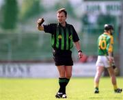 28 April 2002; Referee Diarmuid Kirwan during the Guinness Leinster Senior Hurling Championship First Round match between Carlow and Meath at Dr Cullen Park in Carlow. Photo by Ray McManus/Sportsfile