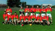 28 April 2002; The Carlow team prior to the Guinness Leinster Senior Hurling Championship First Round match between Carlow and Meath at Dr Cullen Park in Carlow. Photo by Ray McManus/Sportsfile