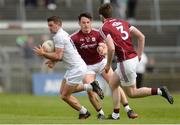 2 April 2017; Éamonn Callaghan of Kildare in action against Seán Armstrong, centre, and David Walsh of Galway during the Allianz Football League Division 2 Round 7 match between Galway and Kildare at Pearse Stadium in Galway. Photo by Piaras Ó Mídheach/Sportsfile