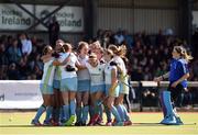 2 April 2017; UCD players celebrate their side's victory following the Irish Senior Ladies Hockey Cup Final match between UCD and Cork Harlequins at the National Hockey Stadium UCD in Belfield, Dublin. Photo by David Fitzgerald/Sportsfile
