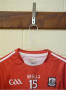 2 April 2017; A general view of the jersey assigned to Patrick Horgan of Cork hanging in the dressing room ahead of the Allianz Hurling League Division 1 Quarter-Final match between Cork and Limerick at Páirc Uí Rinn in Cork. Photo by Eóin Noonan/Sportsfile
