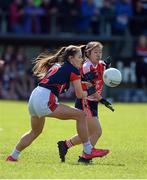 2 April 2017; Laoise McLoughlin of St. Angela’s Ursuline Convent SS, in action against Caoimhe Lohan of Mercy, Ballymahon, during the Lidl All Ireland PPS Junior B Championship Final match between Mercy, Ballymahon and St. Angela’s Ursuline Convent SS at Clane in Co Kildare. Photo by Daire Brennan/Sportsfile
