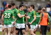 2 April 2017; Meath players Donnacha Tobin, left, and Shane McEntee exchange a handshake with after winning the Allianz Football League Division 2 Round 7 match between Clare and Meath at Cusack Park in Ennis, Co Clare. Photo by Diarmuid Greene/Sportsfile