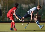 2 April 2017; Jason Lynch of Monkstown in action against Johnny McKee of Banbridge during the Irish Senior Men's Hockey Cup Final match between Banbridge and Monkstown at the National Hockey Stadium UCD in Belfield, Dublin. Photo by David Fitzgerald/Sportsfile