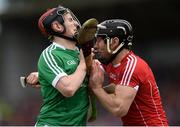 2 April 2017; David Dempsey of Limerick in action against Mark Ellis of Cork during the Allianz Hurling League Division 1 Quarter-Final match between Cork and Limerick at Páirc Uí Rinn in Cork. Photo by Eóin Noonan/Sportsfile