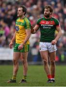 2 April 2017; Aidan O'Shea of Mayo and Michael Murphy of Donegal during the Allianz Football League Division 1 Round 7 match between Mayo and Donegal at Elverys MacHale Park in Castlebar, Co Mayo. Photo by Stephen McCarthy/Sportsfile